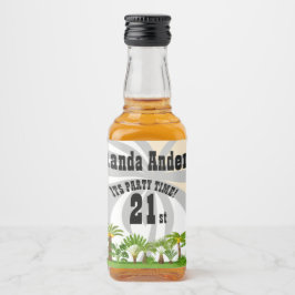 Tropisch eiland Palmboom Zonsondergang Likeurfles Etiket