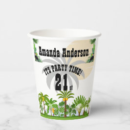 Tropisch eiland Palmboom Zonsondergang Papieren Bekers