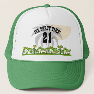 Tropisch eiland Palmboom Zonsondergang Trucker Pet