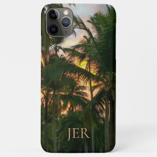 Tropisch eiland Palms Sunset Monogrammed Initialen Case-Mate iPhone Case