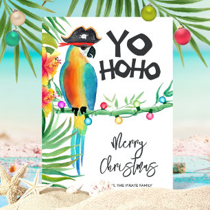 Tropisch Eiland Papegaai Piraat Yo Ho Ho Kerstmis Feestdagenkaart