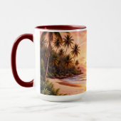 Tropisch Eiland Paradijs & Zonsondergang Levendige Mok (Links)