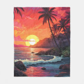 Tropisch eiland paradijs zonsondergang strand fleece deken (Voorkant)