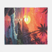 Tropisch eiland paradijs zonsondergang strand fleece deken (Voorkant (Horizontaal))