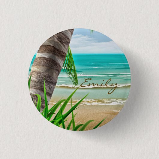 Tropisch eiland Paradise Beach gepersonaliseerd Ronde Button 3,2 Cm (Voorkant)