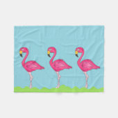 Tropisch eiland Paradise Green Pink Flamingo Bird Fleece Deken (Voorkant (Horizontaal))