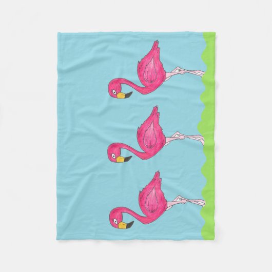 Tropisch eiland Paradise Green Pink Flamingo Bird Fleece Deken (Voorkant)