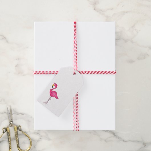 Tropisch eiland Paradise Hot Pink Flamingo Bird Cadeaulabel (Met Touw)