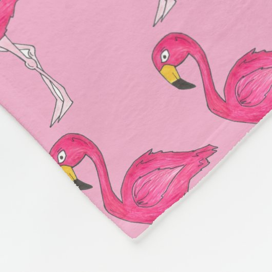 Tropisch eiland Paradise Hot Pink Flamingo Bird Fleece Deken (Hoek)
