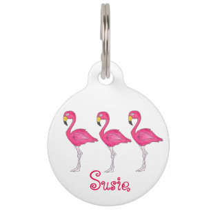Tropisch eiland Paradise Hot Pink Flamingo Bird Huisdierpenning