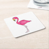 Tropisch eiland Paradise Hot Pink Flamingo Bird Kartonnen Onderzetters (Schuin)