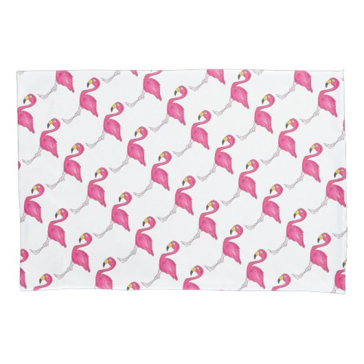 Tropisch eiland Paradise Hot Pink Flamingo Bird Kussensloop (Voorkant)