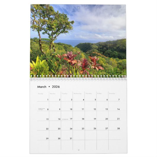 Tropisch eiland Paradise Maui Hawaii Kalender (Mar 2026)