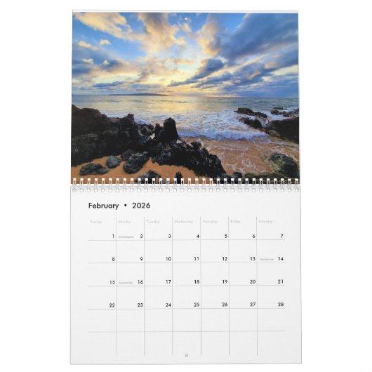 Tropisch eiland Paradise Maui Hawaii Kalender (Feb 2026)