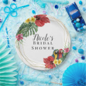 Tropisch eiland Paradise Vogels Bloemen Botanisch Papieren Bordje (Feest)