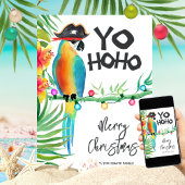Tropisch eiland Parrot Pirate Yo Ho Kerstmis Feestdagenkaart