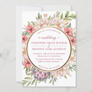 Tropisch eiland Pastel Floral Wedding Kaart