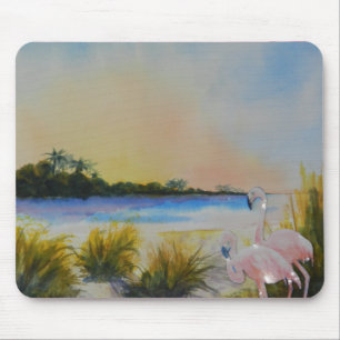 Tropisch eiland Pink Flamingos Muismat