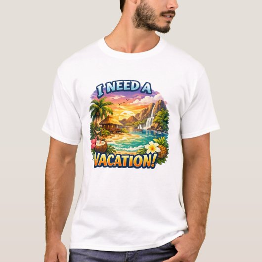 Tropisch eiland print T-shirt (Voorkant)