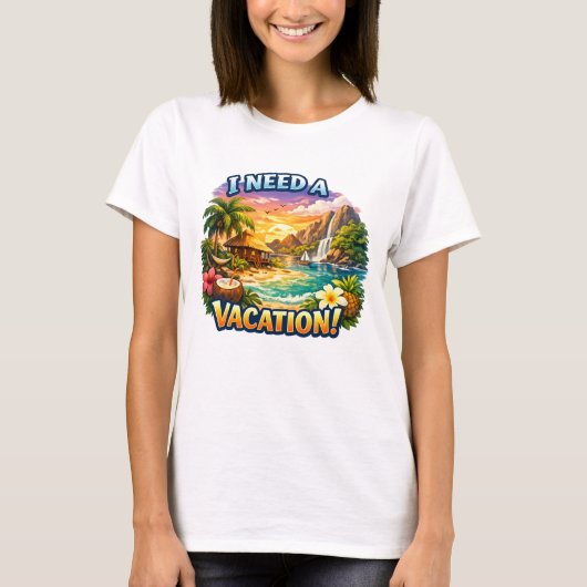 Tropisch eiland print T-shirt (Voorkant)