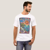 tropisch eiland psychedelische hippie stijl ontwer t-shirt (Voorkant volledig)