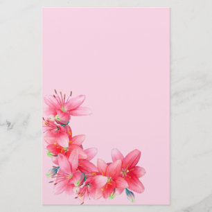 Tropisch eiland Red Lily Flowers Stationery Briefpapier