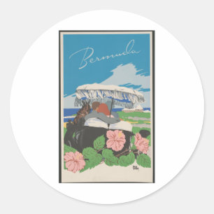Tropisch Eiland Reizen Poster - Bermuda Ronde Sticker