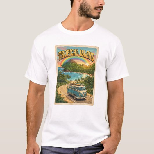 tropisch eiland retro design t-shirt (Voorkant)