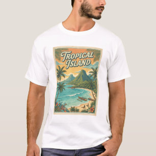 tropisch eiland retro ontwerp t-shirt