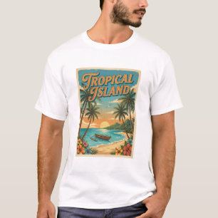 tropisch eiland retro ontwerp t-shirt