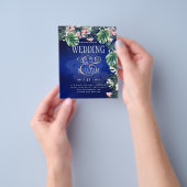Tropisch Eiland Royal Blue Bloemen Bladeren Bruilo Flyer (Hand)