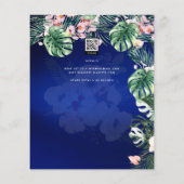 Tropisch eiland Royal Blue Flowers Leaves Wedding (Achterkant)