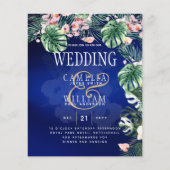 Tropisch eiland Royal Blue Flowers Leaves Wedding (Voorkant)