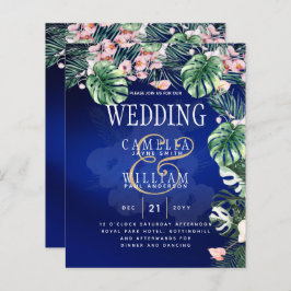 Tropisch eiland Royal Blue Flowers Leaves Wedding