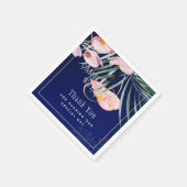 Tropisch eiland Royal Blue Flowers Leaves Wedding Servet (Hoek)