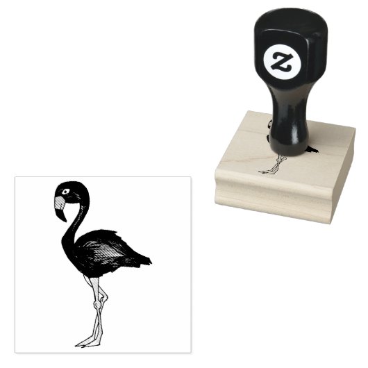 Tropisch eiland Roze Flamingo Bird Avian Rubberstempel (Gestempeld)