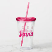 Tropisch eiland Roze Flamingo Bird Personated Acryl Drinkbeker (Achterkant)
