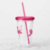 Tropisch eiland Roze Flamingo Bird Personated Acryl Drinkbeker (Links)