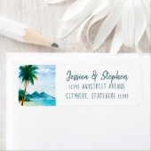 Tropisch eiland schilderij strand retouradres etiket (Insitu)