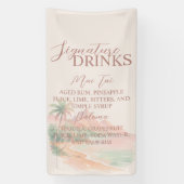 Tropisch Eiland Signature Drink Bar Menu Bruiloft Spandoek (Verticaal)