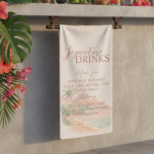 Tropisch Eiland Signature Drink Bar Menu Bruiloft Spandoek