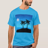 Tropisch eiland silhouet met maan en sterren t-shirt (Voorkant)