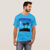 Tropisch eiland silhouet met maan en sterren t-shirt (Voorkant volledig)