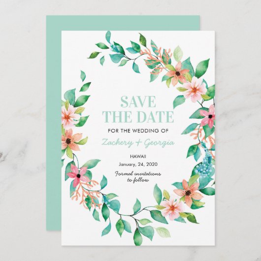 Tropisch eiland Sparen de uitnodigingen van de dat (Voorkant / Achterkant)