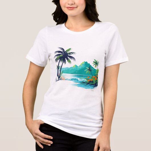 Tropisch Eiland Strand Grafische T-Shirt (Voorkant)