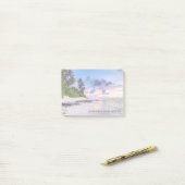 Tropisch eiland strand kust zonsondergang post-it® notes (Op bureau)