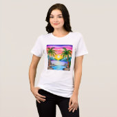 Tropisch eiland strand zonsondergang Tri-Blend shirt (Voorkant volledig)