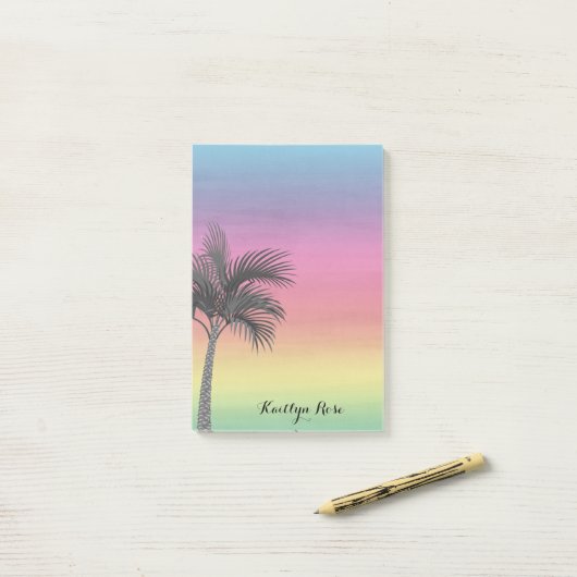 Tropisch eiland Sunset | Aangepaste palmboom Post-it® Notes (Op bureau)