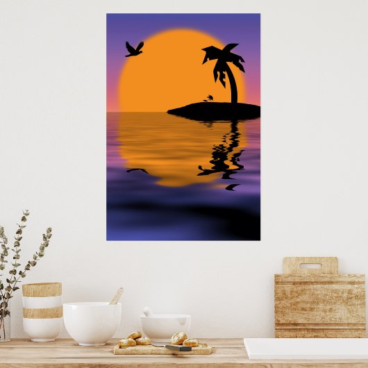 Tropisch eiland Sunset Poster (Keuken)