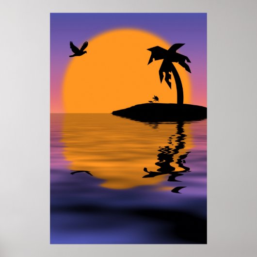 Tropisch eiland Sunset Poster (Voorkant)